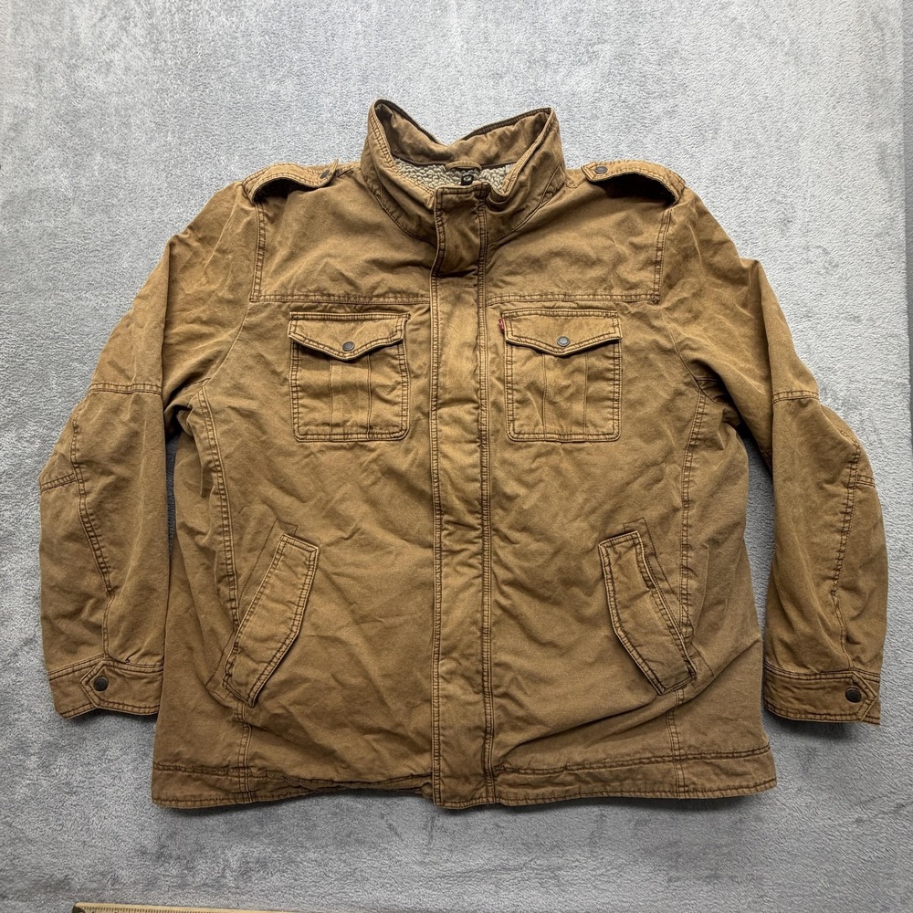 Levi's Jacket Mens 3XL Brown Canvas Sherpa Lined Military‎ Field Workwear Coat